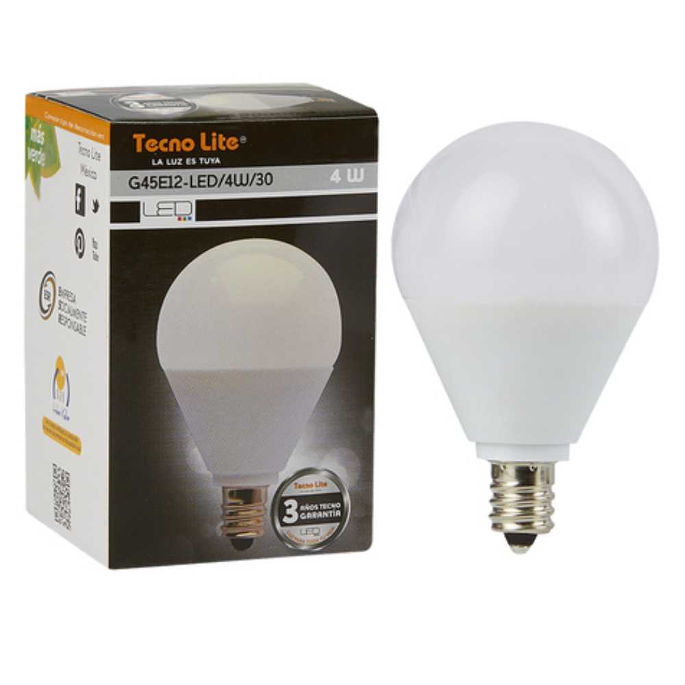 FOCO LED TECNOLITE TIPO GLOBO 4W LUZ SUAVE CÁLIDA BASE E12