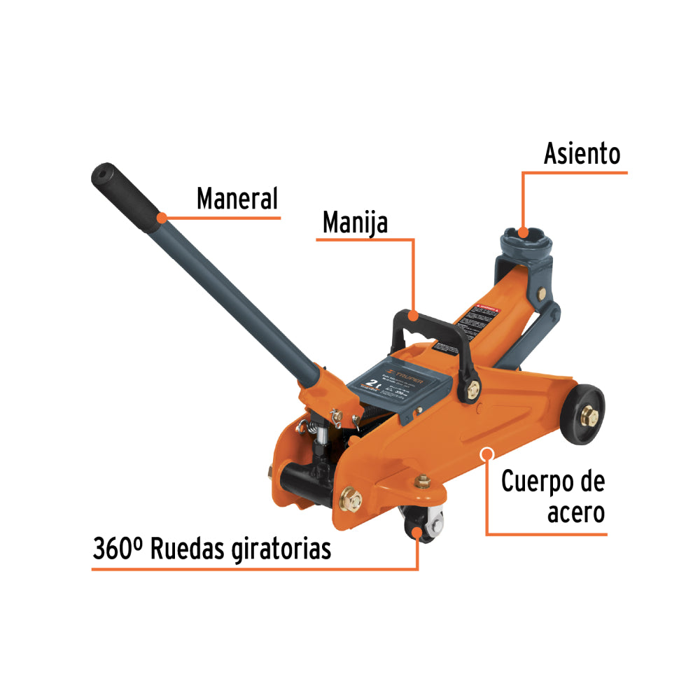 GATO HIDRAULICO PATIN 2 TON. 30 MOV. ALT. MAX. 320MM/ALT. MIN. 135MM. 14804 GAPA-2EM TRUPER