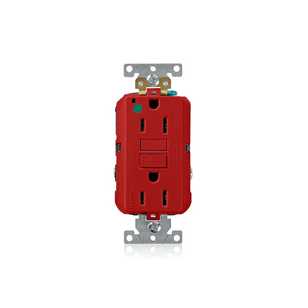 RECEPTACULO DUPLEX GRADO HOSPITAL SMARTLOCK GFI C/TAPA 15A ROJO