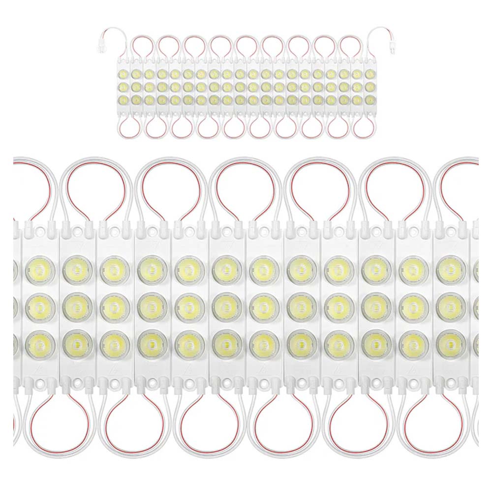 MODULO DE LED 110V AMARILLO CON 3 LEDS DE FORMA HORIZONTAL CON LUPA