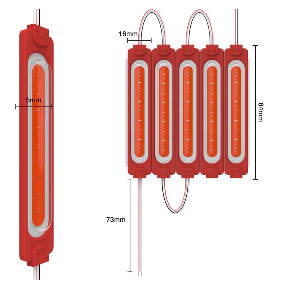 MODULO DE LED 12V AMARILLO CON 6 LEDS Y RECUBRIMIENTO TRANSPARENTE AMARILLA