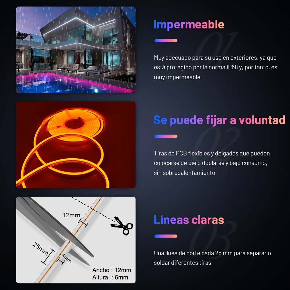 TIRA SUPER(NEON FLEX) CORTE DE 50CM 4.5W P/METRO AMARILLA LIMON