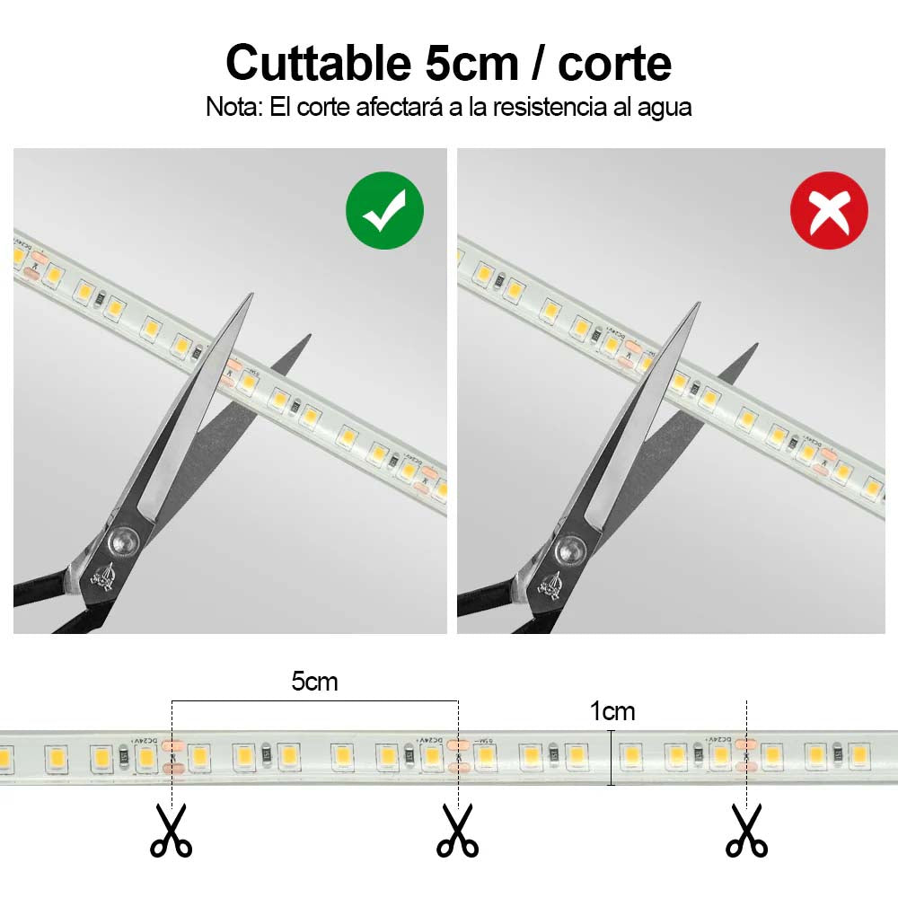 TIRA SUMERGIBLE IP68 24V LED 2835 120P 10MTS BC