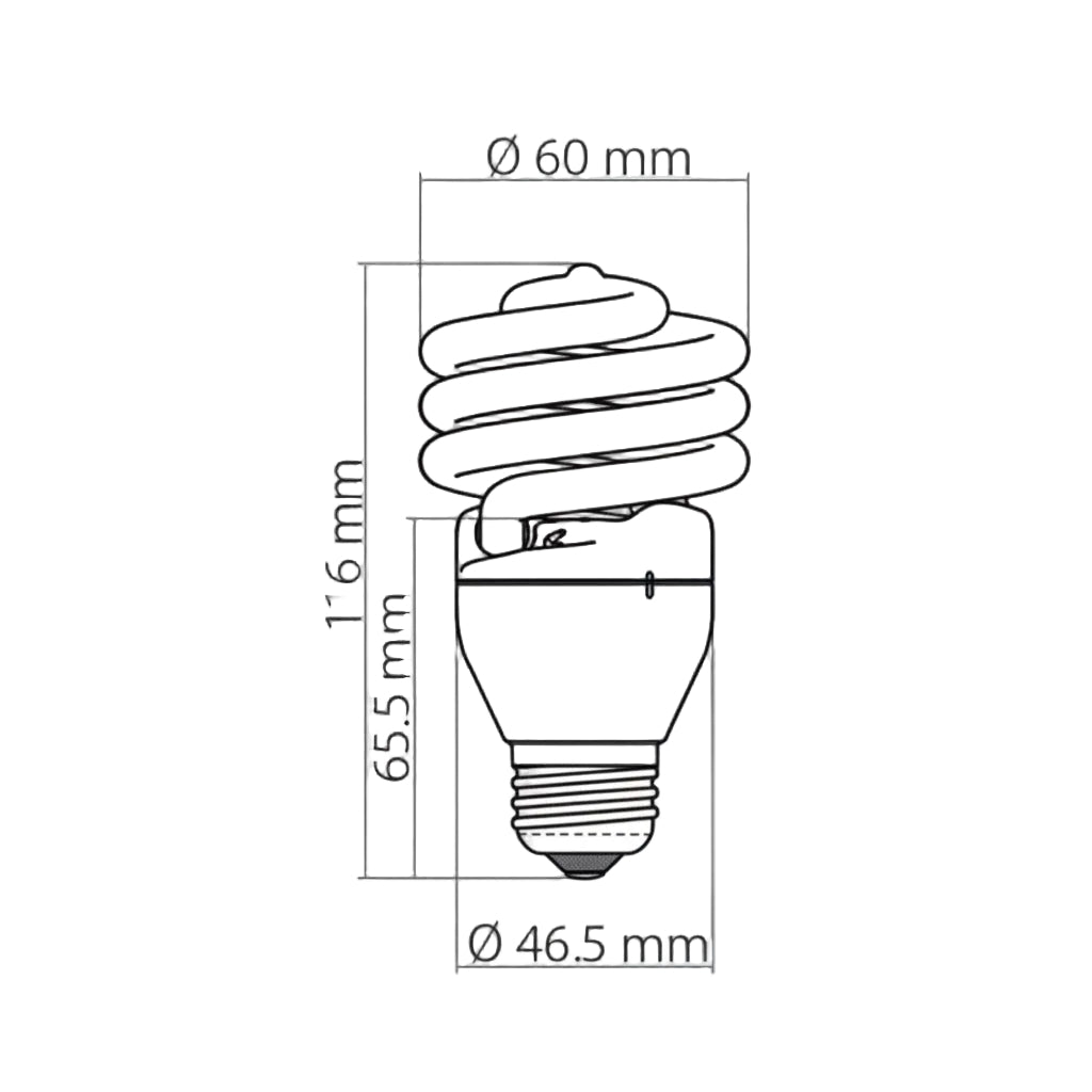 FOCO FLUORESCENTE 23 W LUZ DE DIA BASE E27 NO ATENUABLE *** OFRECER HEL-26W/65-T2 ***