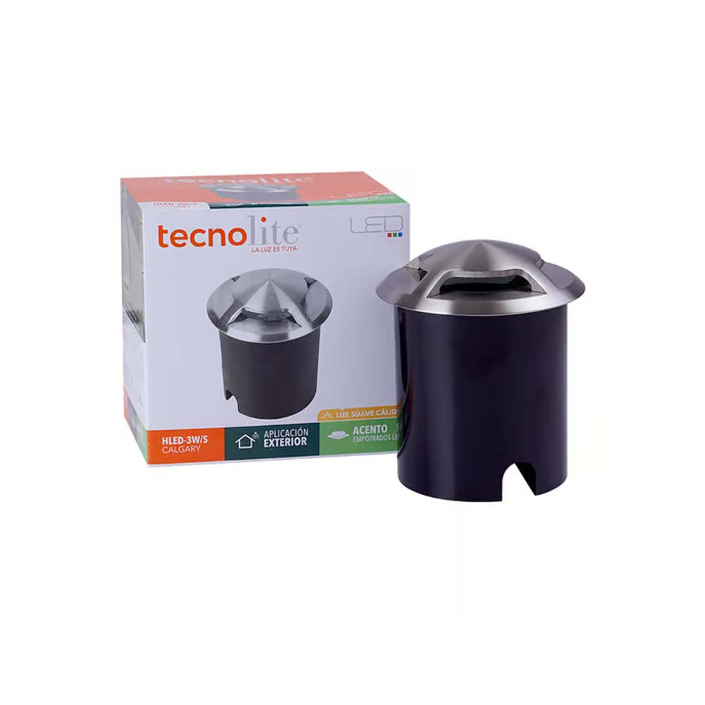 LAMPARA DE EXTERIOR LED CALGARY TECNOLITE DE PISO EMPOTRABLE 3W LUZ SUAVE CALIDA IP44 LED INTEGRADO