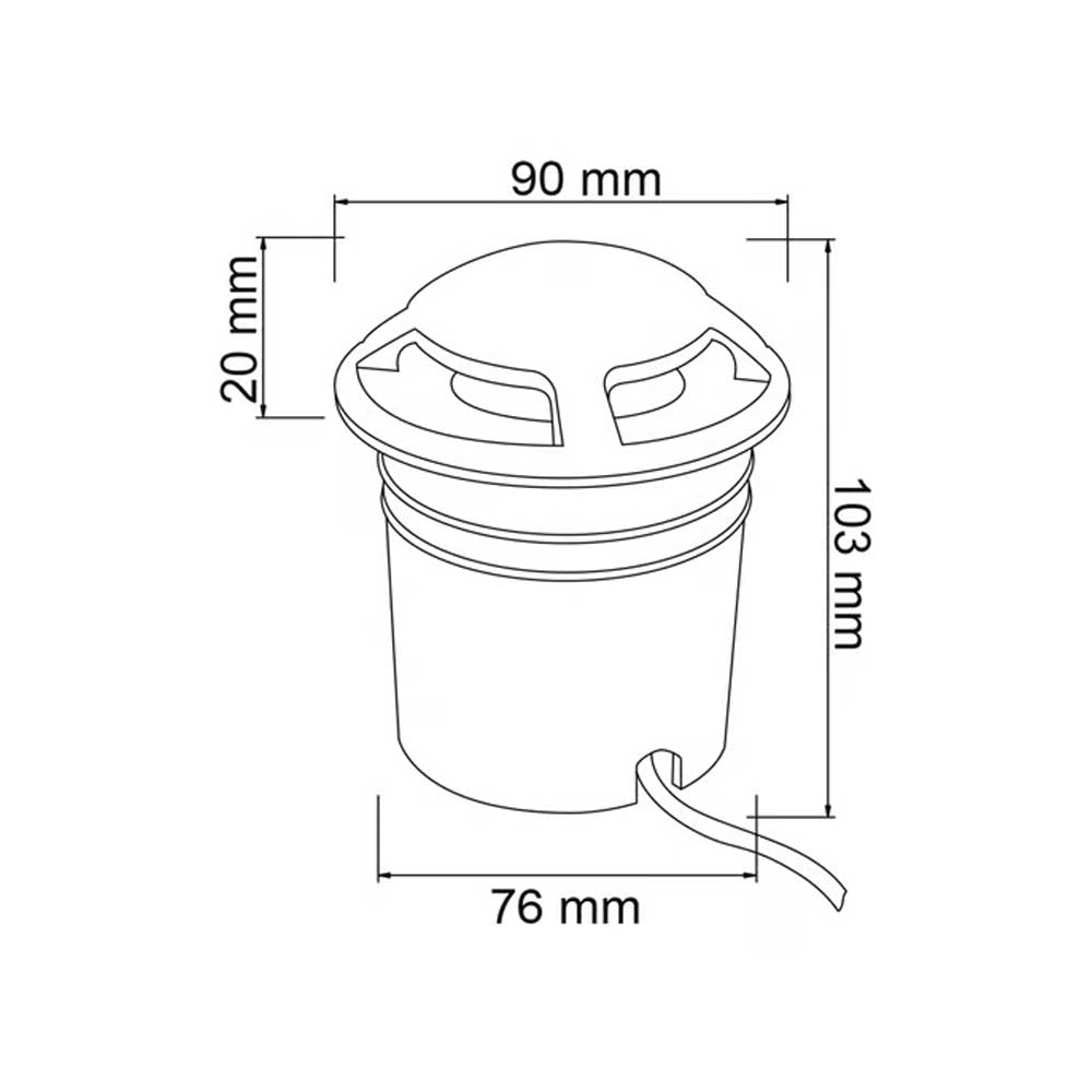 LAMPARA DE EXTERIOR LED CALGARY TECNOLITE DE PISO EMPOTRABLE 3W LUZ SUAVE CALIDA IP44 LED INTEGRADO