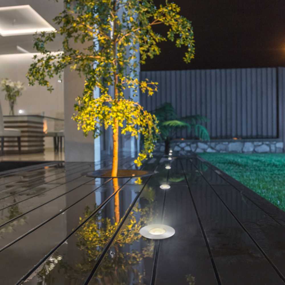 LÁMPARA DE EXTERIOR LED BARATI TECNOLITE DE PISO EMPOTRABLE 2W LUZ SUAVE CÁLIDA IP65 LED INTEGRADO