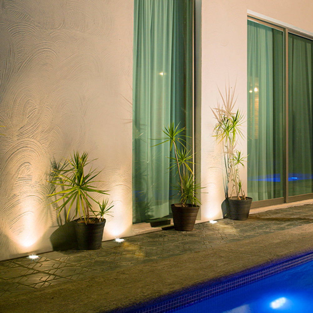 LÁMPARA DE EXTERIOR LED MOMO TECNOLITE DE PISO EMPOTRABLE 14W LUZ SUAVE CÁLIDA IP67 LED INTEGRADO