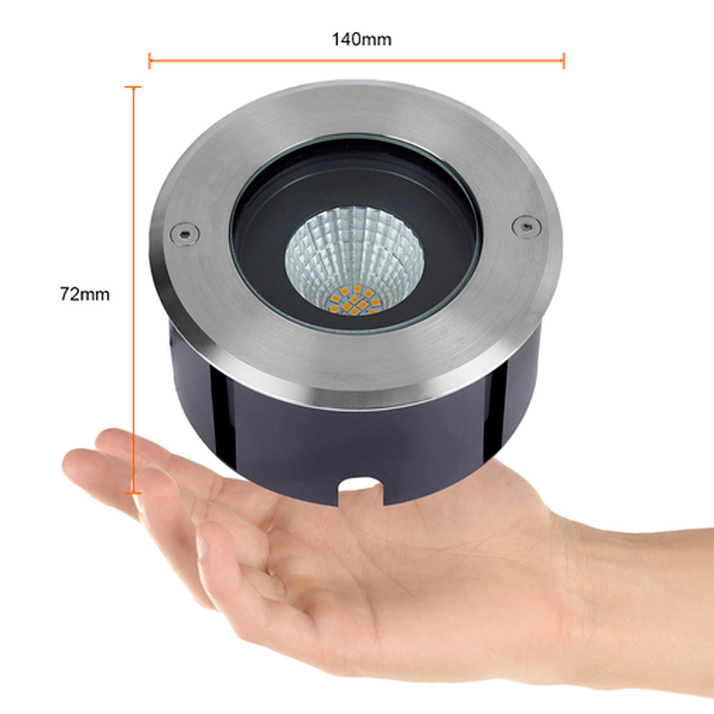 LÁMPARA DE EXTERIOR LED MOMO TECNOLITE DE PISO EMPOTRABLE 14W LUZ SUAVE CÁLIDA IP67 LED INTEGRADO