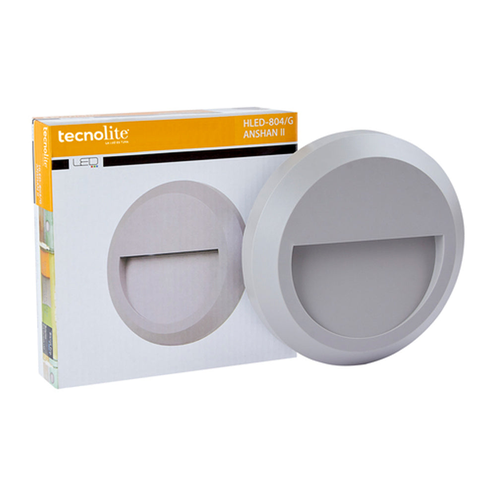 LÁMPARA LED DE EXTERIOR ANSHAN II TECNOLITE PARA SOBREPONER 1W LUZ BLANCA NEUTRA GRIS