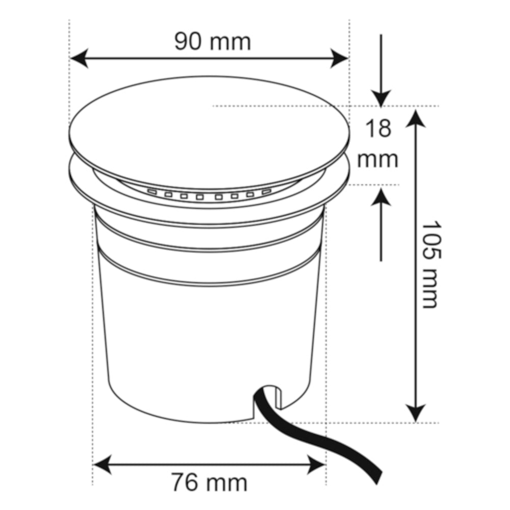 LÁMPARA DE EXTERIOR LED CERES TECNOLITE DE PISO EMPOTRABLE 1W LUZ SUAVE CÁLIDA LED INTEGRADO