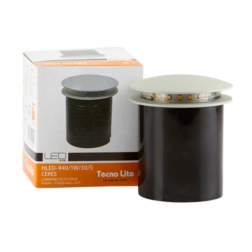 LÁMPARA DE EXTERIOR LED CERES TECNOLITE DE PISO EMPOTRABLE 1W LUZ SUAVE CÁLIDA LED INTEGRADO