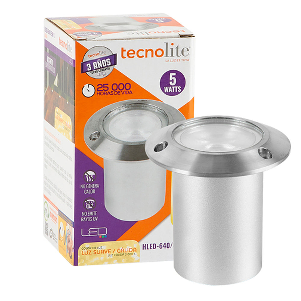LÁMPARA DE EXTERIOR LED ADANA TECNOLITE DE PISO EMPOTRABLE 5W LUZ SUAVE CÁLIDA IP65 LED INTEGRADO