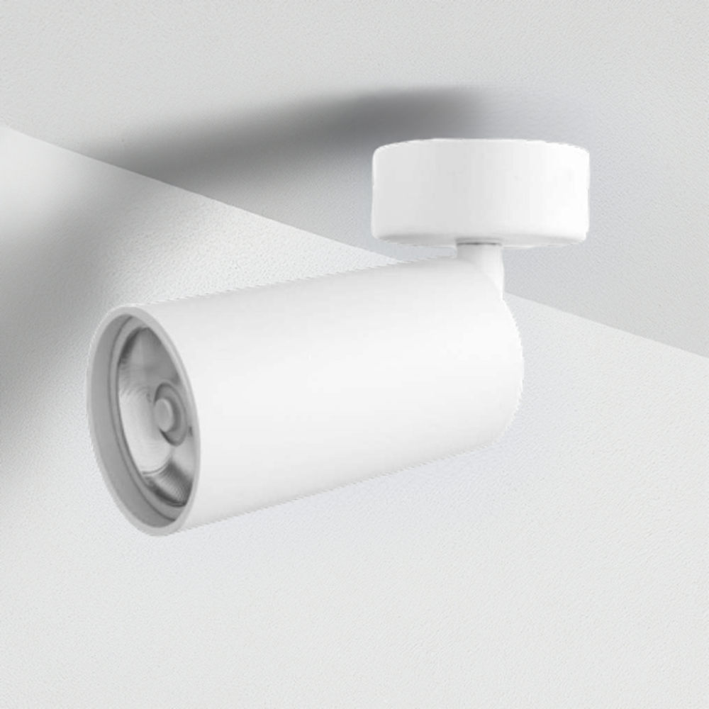 LUMINARIO P/GU10 LED REDONDA TIPO CILINDRO SOBREPONER DIRIGIBLE ALUMINIO BLANCO IP20 (S/LAMP) ILUMILEDS