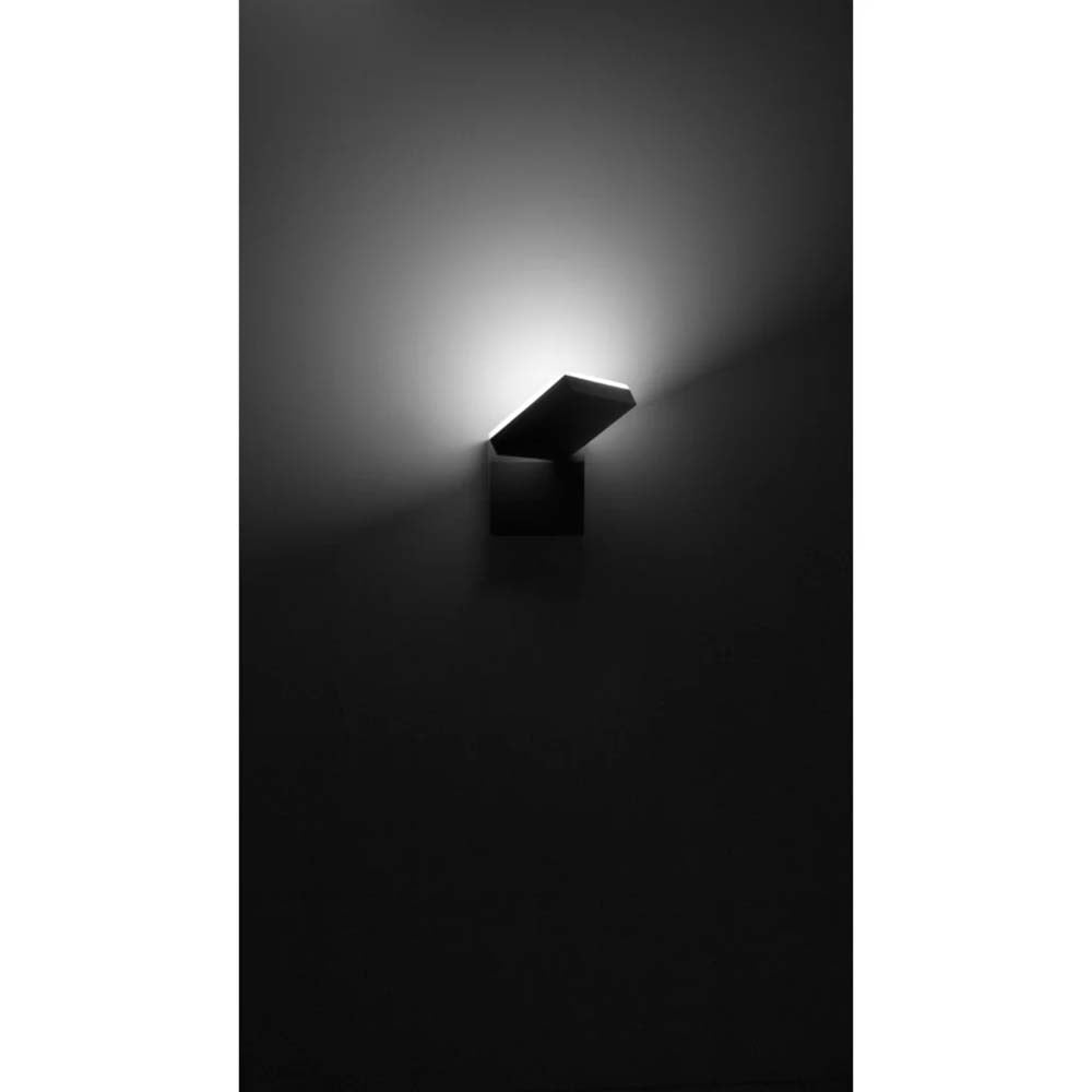 LUMINARIO GIRATORIO DE PARED SOBREPONER CUADRADA LED NEGRO 10W BLANCO CALIDO LUZ INDIRECTA 110-130V IP54 ILUMILEDS