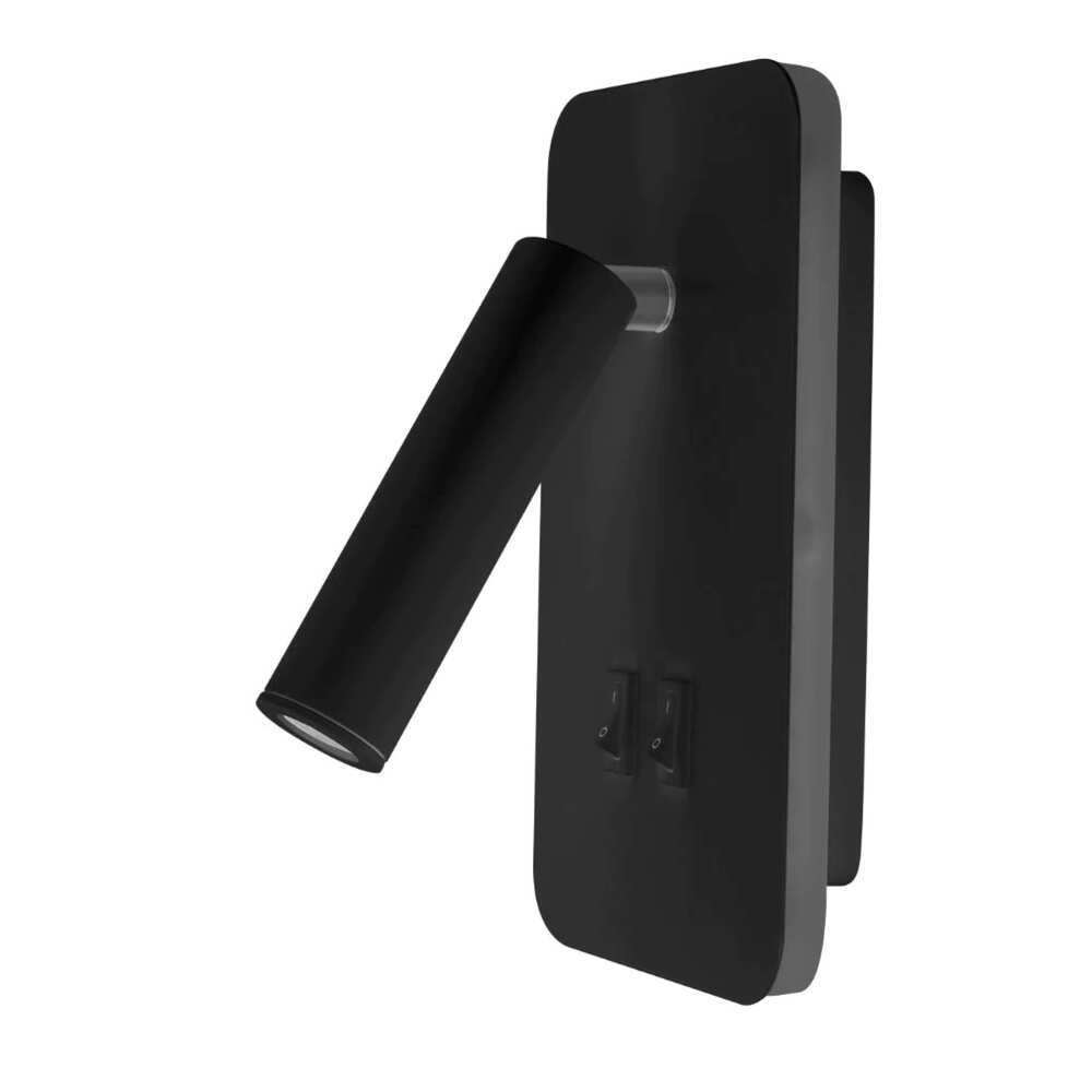 LUMINARIO DE PARED TIPO LECTURA LED NEGRO 10W BLANCO CALIDO DIRIGIBLE LUZ TRASERA Y FRONTAL 85-265V IP20 ILUMILEDS