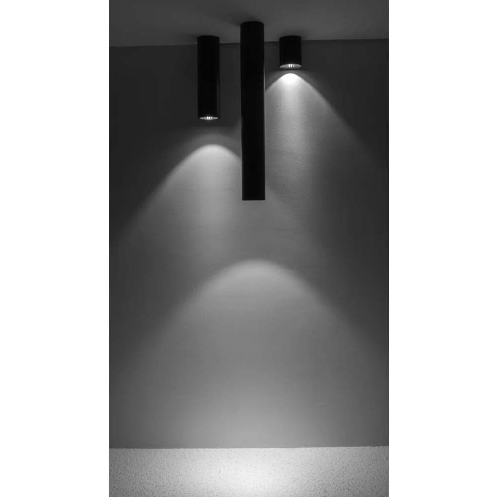 LUMINARIO DE TECHO 10CM DE LED 3500K  7 W  OPTICA 38 CILINDRO DE SOBREPONER EN TECHO  ALUMINIO ACABADO NEGRO  100-277V IP20 ILUMILEDS