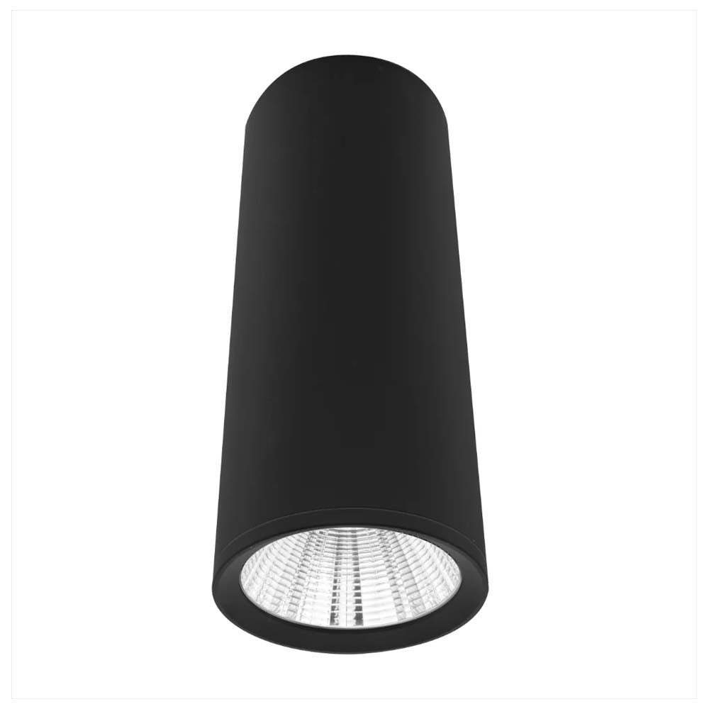 LUM. DE TECHO DE 20CM DE LED BLANCO CALIDO 10W OPTICA 38 CILINDRICO DE SOBREPONER EN TECHO ALUM. ACABADO NEGRO 100-277V CA IP20