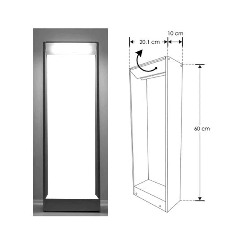POSTE TIPO BOLARDO LED GRIS 10W. BC 60CMS. ILUMILEDS *** EXHIBIDO ***