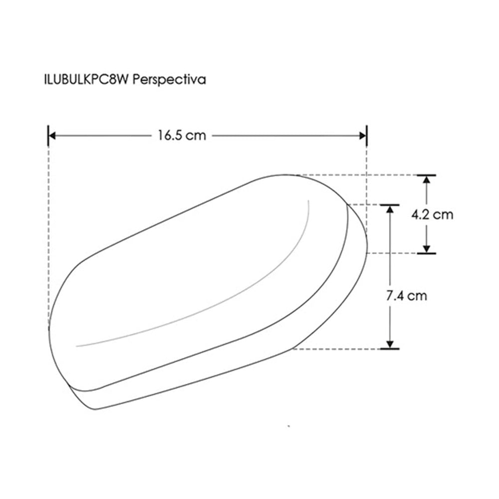 LUMINARIO DE PARED OVAL TIPO BULK SOBREPONER LED BLANCO 8W BLANCO CALIDO LUZ DIRECTA 85-265V IP65 ILUMILEDS
