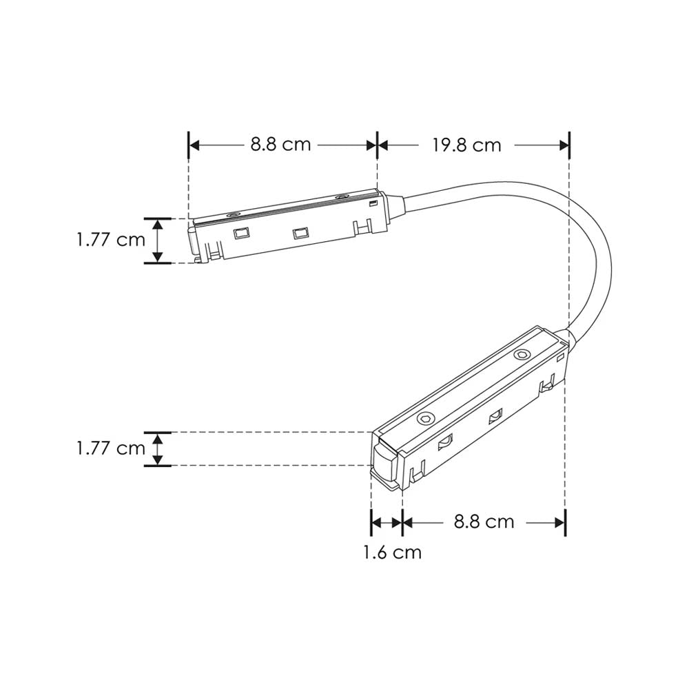 CONECTOR ELECTRIFICADO MACHO-MACHO CON CABLE 20 CM P/RIEL MAGNETICO 48V 200W MAX ILUMILEDS
