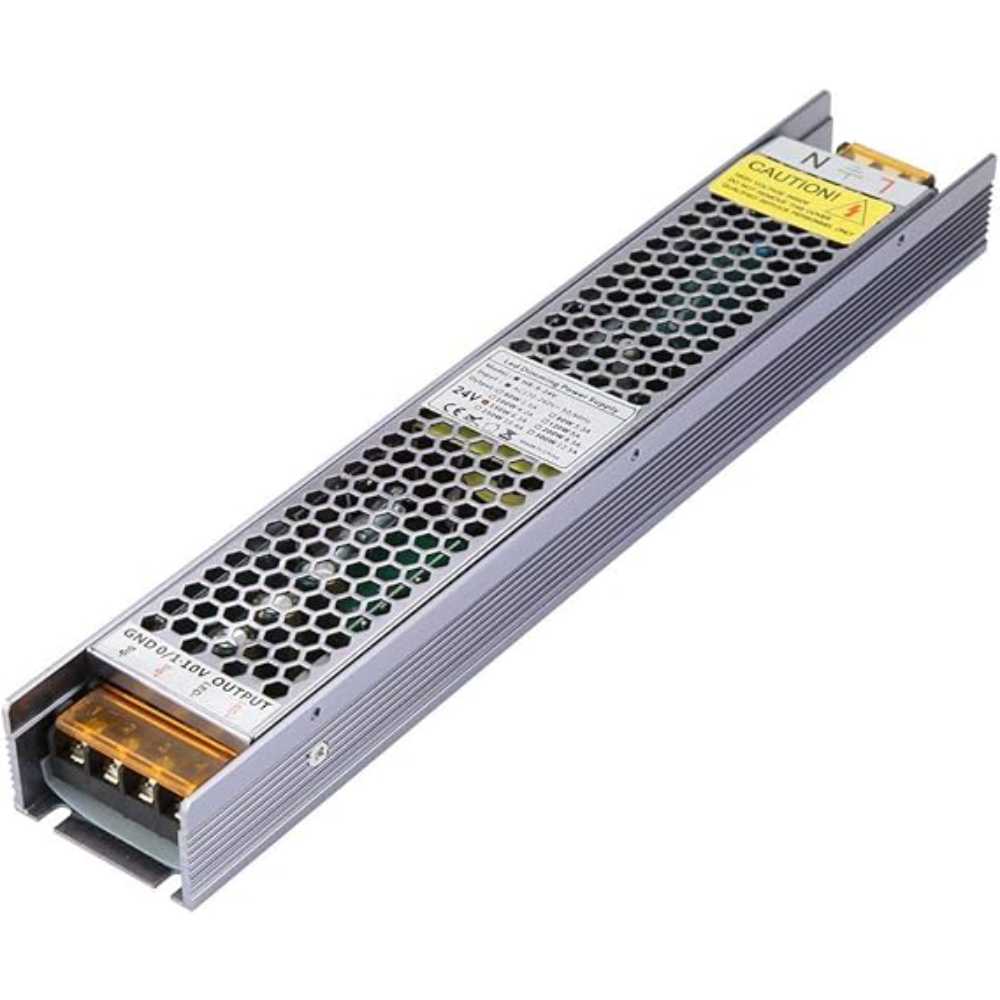 FUENTE DE ALIMENTACION PARA TIRA EXTRAPLANA DE LED MONOCROMATICA ATENUABLE C/5 FORMAS 160W ENTRADA 110-130V CA SALIDA 12V CC PROTECCION IP20 ILUMILEDS