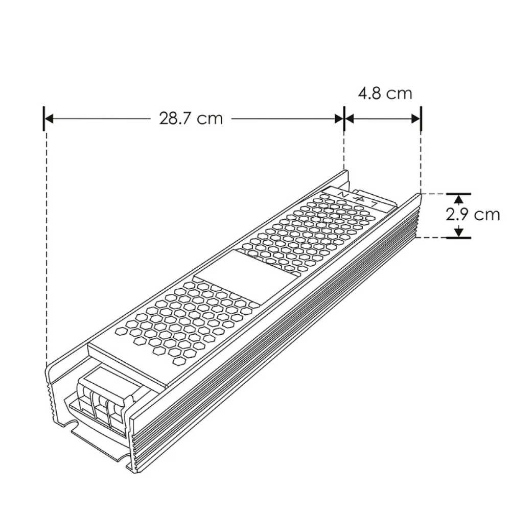 FUENTE DE ALIMENTACION PARA TIRA EXTRAPLANA DE LED MONOCROMATICA ATENUABLE C/5 FORMAS 160W ENTRADA 110-130V CA SALIDA 12V CC PROTECCION IP20 ILUMILEDS