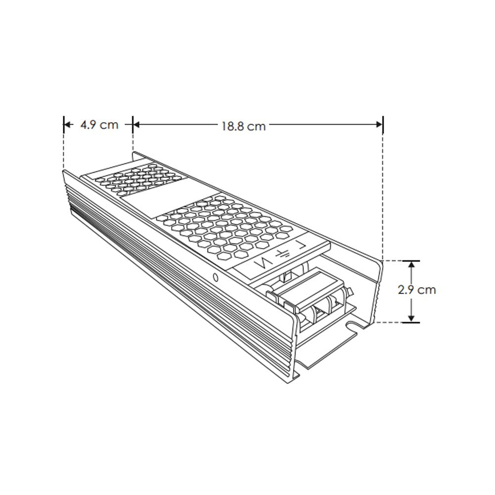 FUENTE DE ALIMENTACION  PARA TIRA  EXTRAPLANA LED MONOCROMATICA  ATENUABLE  CON 5 FORMAS DE ATENUACION  60W  ENTRADA  110-130V  SALIDA  24V IP20
