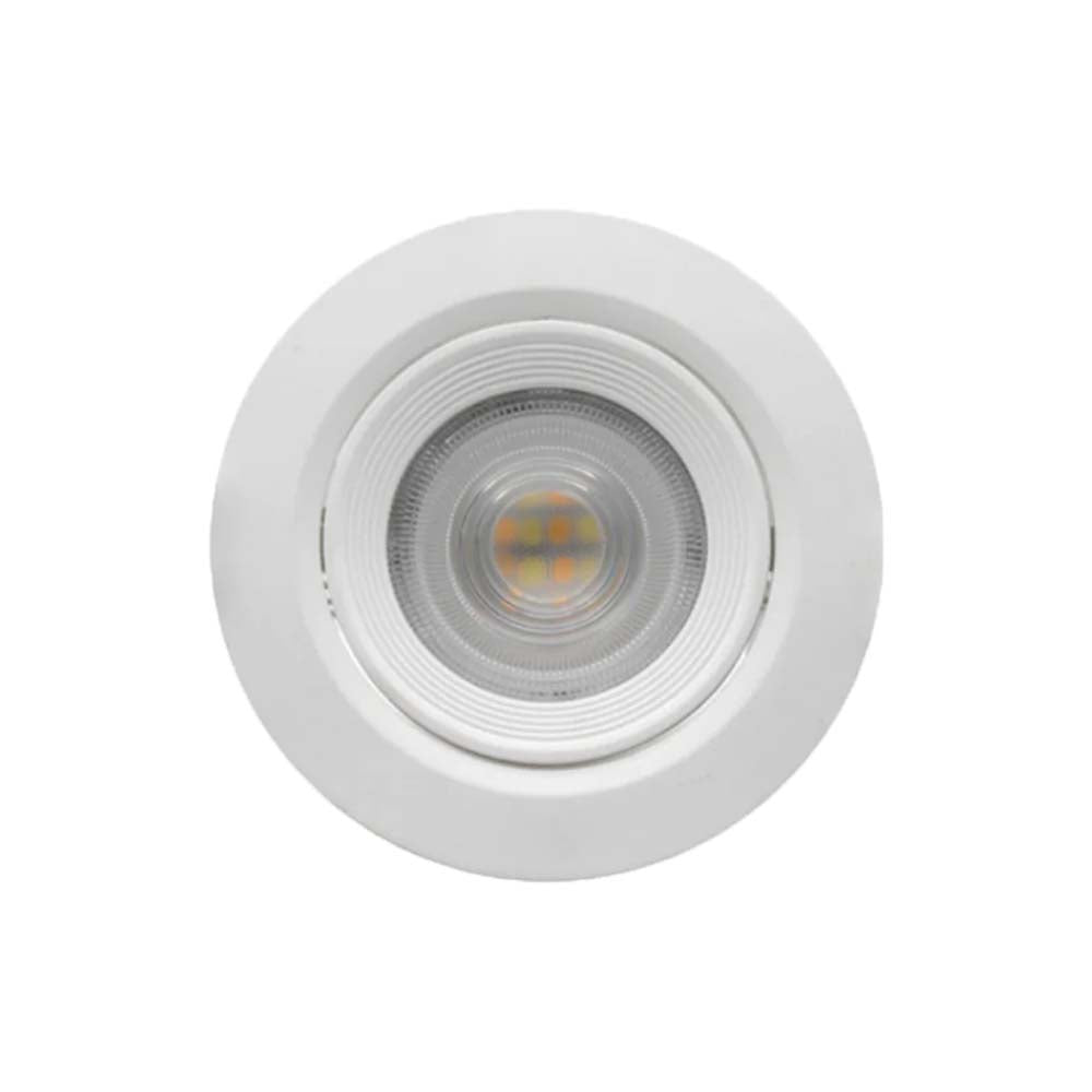 LUMINARIO DE TECHO DE LED CON TEMPERATURA DE COLOR SELECCIONABLE MEDIANTE INTERRUPTOR 7 WATTS OPTICA 60G REDONDO DE EMPOTRAR DIRIGIBLE POLICARBONATO ACABADO BLANCO 100-240V CA IP54