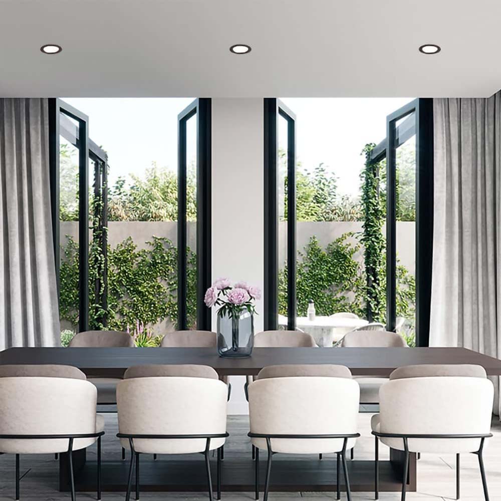 LUMINARIO DE TECHO LED REDONDO EMPOTRADO  6W BLANCO CALIDO  COLOR NEGRO 110-130C MCA ILUMILEDS