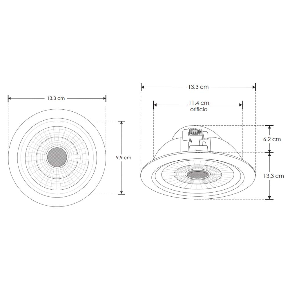 LUM TECHO LED EMPOTRAR BLANCO CALIDO / NEUTRO 12W REDONDO 85 - 265 V  IP20 MCA ILUMILEDS