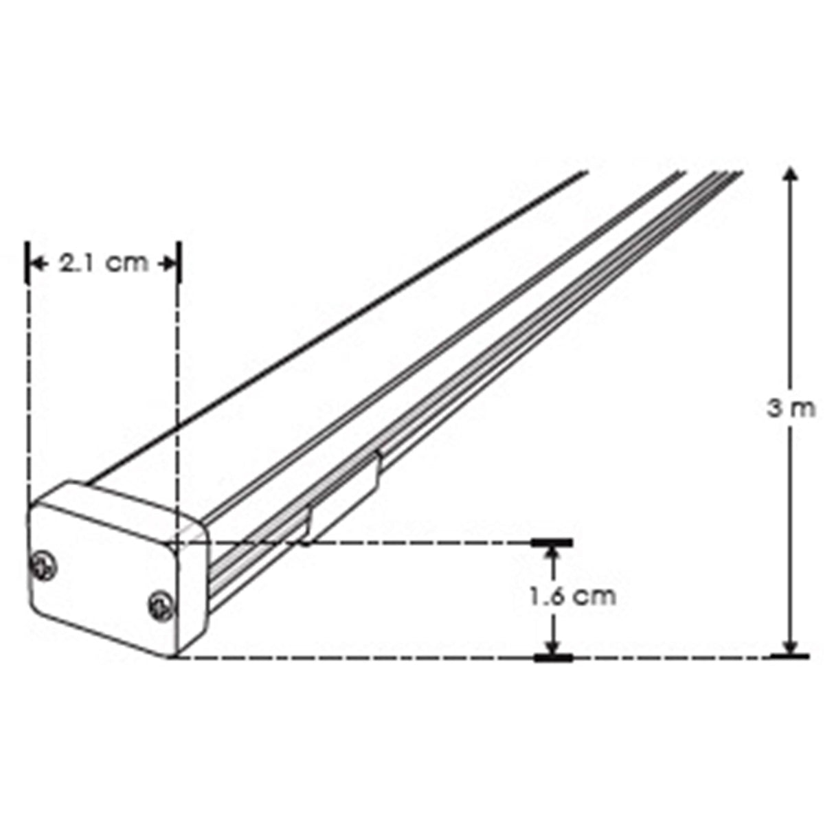 KIT PERFIL P/TIRA EXTRAPLANA LED S/CEJA (PERFIL RECT ALUM 3M + MICA DIFUSA 3M + 2 TAPAS LAT + 2 GRAPAS + 1 SOLERA EMP/ SOB IP65 ILUMILEDS