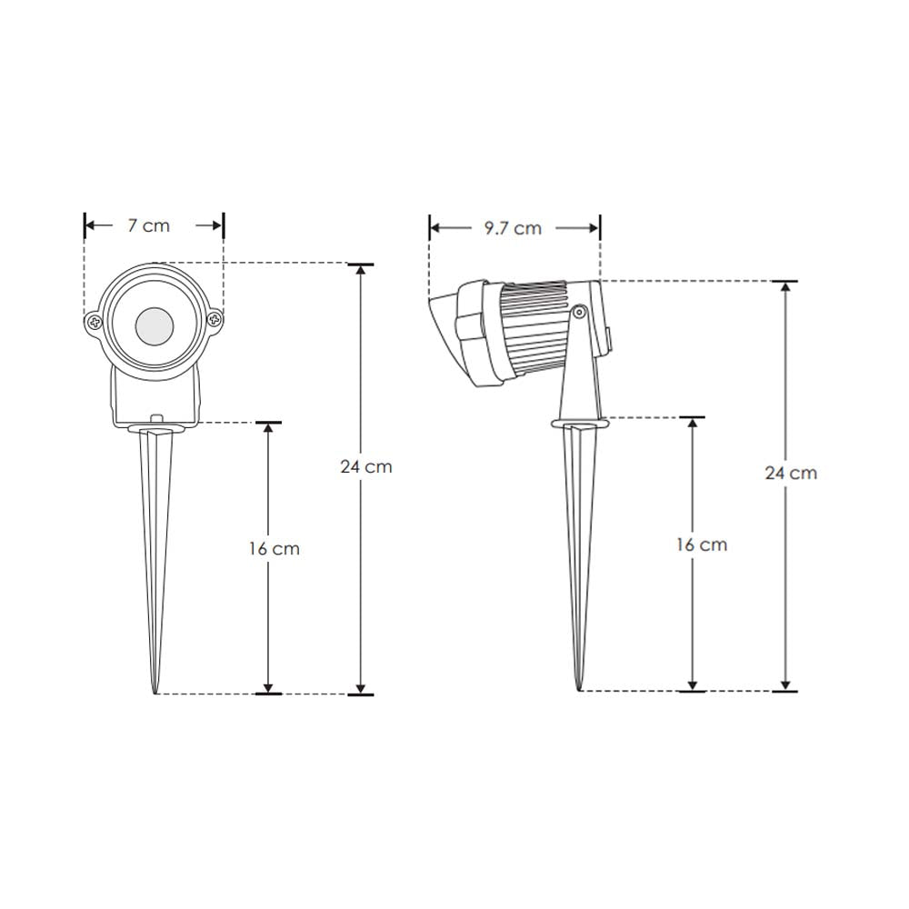 LUMINARIO DE PISO SOBREPONER LED NEGRO 5W BLANCO CALIDO 60 INCLUYE ESTACA 85-265V IP65 DE ALUMINIO ILUMILEDS