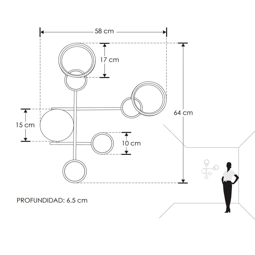 LUMINARIO DE PARED LED B.C. 29 W OPTICA 120 SOBREPONER ALUMINIO ACABADO DORADO 85-265V CA IP20