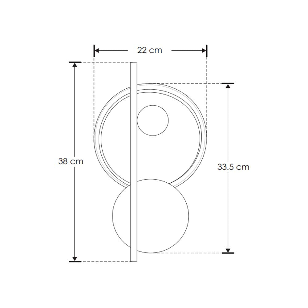 LUMINARIO DE PARED LED B.C. 10W OPTICA 360 SOBREPONER ALUMINIO ACABADO NEGRO CON DORADO 85 - 265V CA IP20