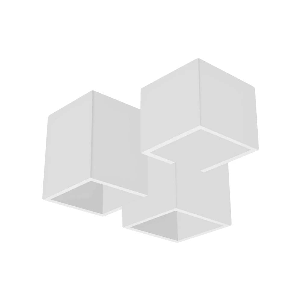 LUM. TECHO CON 3 BASES GU10 (SIN LAMPARA) DE 25W MAXIMO C/U OPTICA DE 120 DE SOBREPONER YESO ACABADO BLANCO IP20