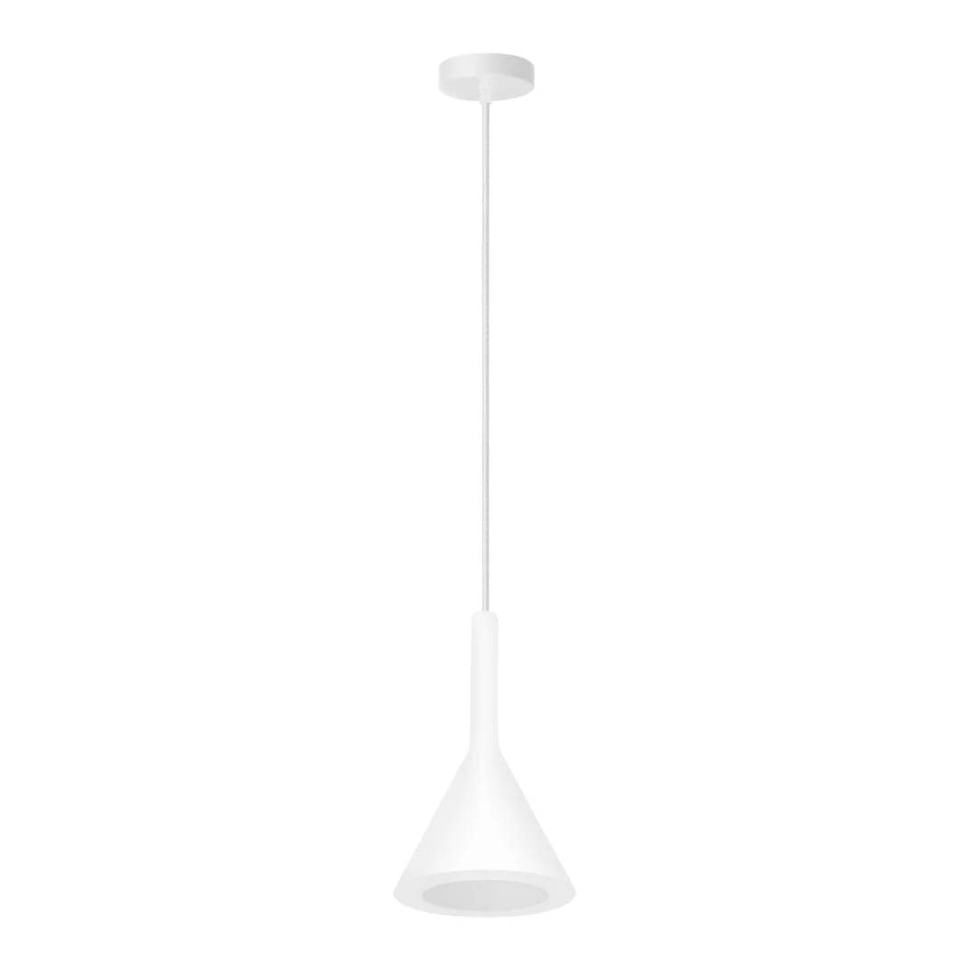 LUMINARIO DE SUSPENDER CON BASE E27 (SIN LAMPARA) 25 WATTS MAXIMO OPTICA 120G DE SOBREPONER CONO DE YESO ACABADO BLANCO IP20