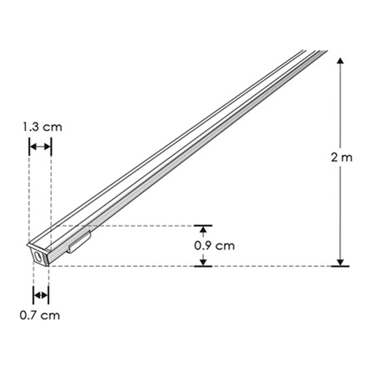 KIT PERFIL DELGADO P/TIRA EXTRAPLANA LED C/CEJA (PERFIL RECT ALUMINIO NATURAL 2M + MICA DIFUSA RECT 2M + 2 TAPAS LAT + 2 GRAPAS DE EMP/SOB IP20) ILUMILEDS