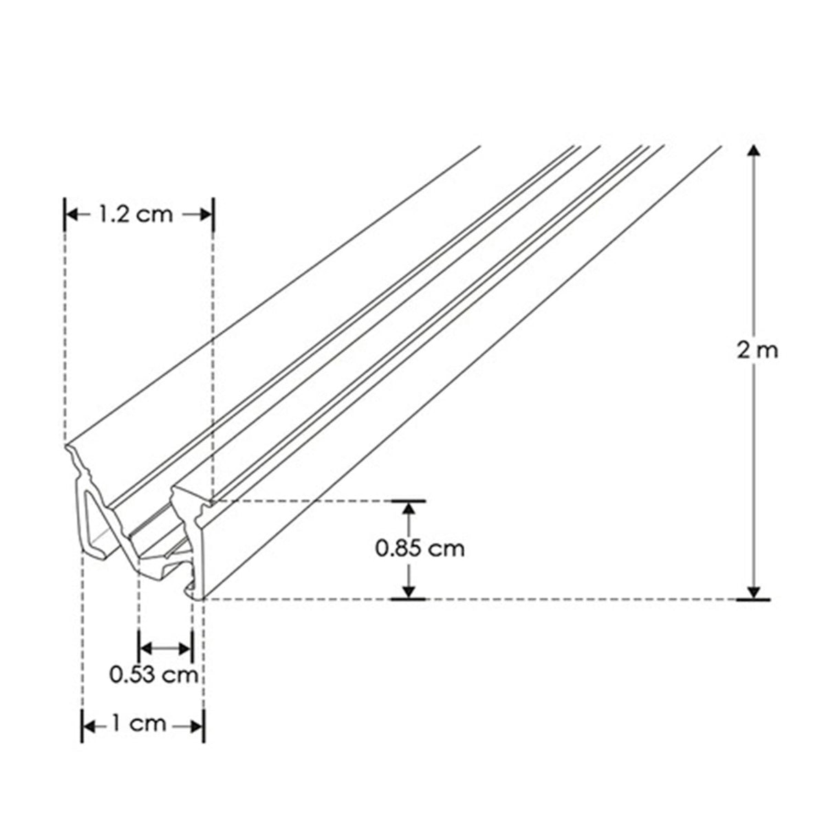 KIT DE PERFIL TIPO WALL WASHER DE LED QUE INCLUYE PERFIL RECTANGULAR DE ALUMINIO ACABADO NEGRO DE 2 M MICA DIFUSA DE 2 M + KIT DE 2 TAPAS LATERALES NEGRAS DE EMPOTRAR PROTECCION IP20) ILUMILEDS