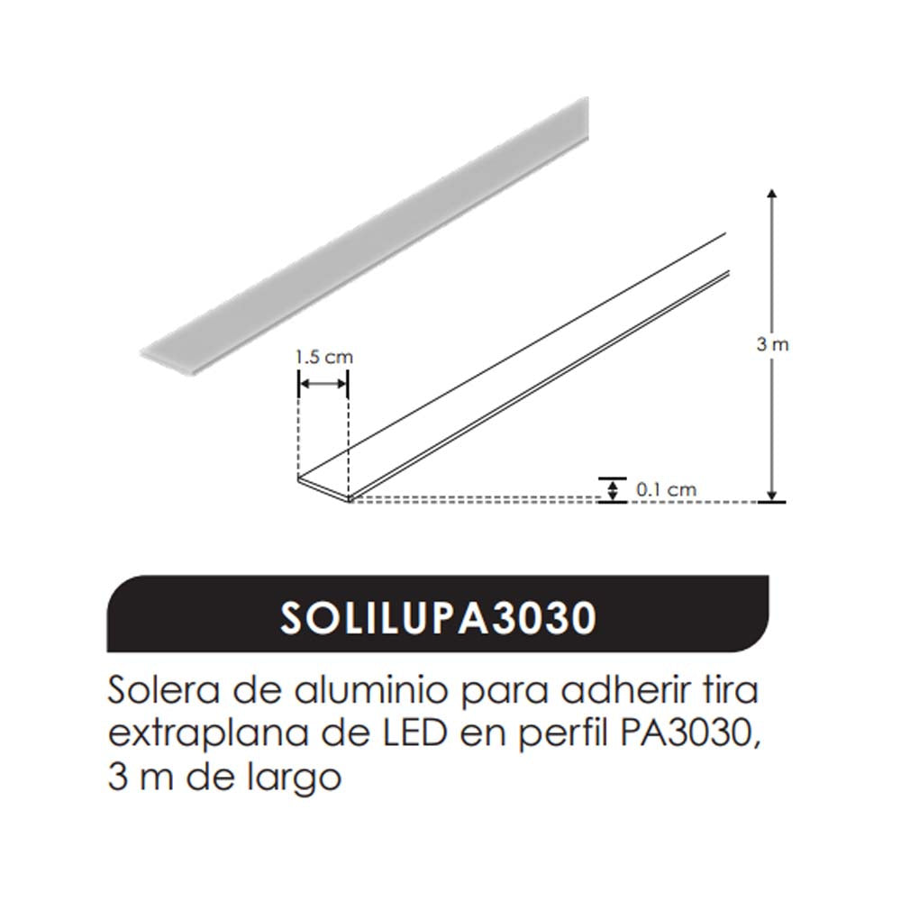 KIT PERFIL EXTERIOR ALUMINIO INCLUYE DIFUSOR Y TAPAS LATRALES MCA ILUMILEDS