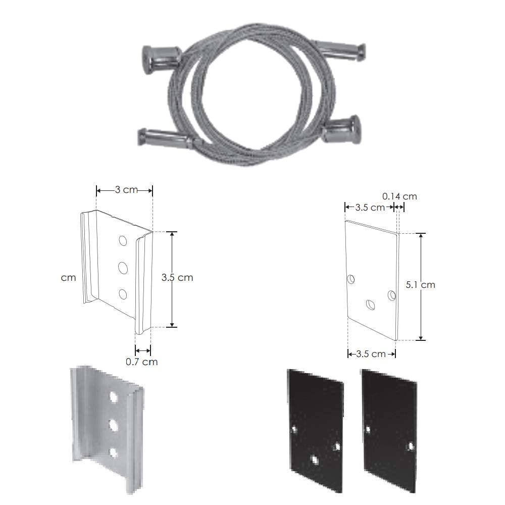 KIT PERFIL P/TIRA EXTRAPLANA LED S/CEJA (PERFIL RECT ALUM NEGRO 2M + MICA DIFUSA NEGRA TRASLUCIDA 2M + KIT 2 TAPAS LAT +KIT 2 GRAPAS EMP/SOB IP20) ILUMILEDS