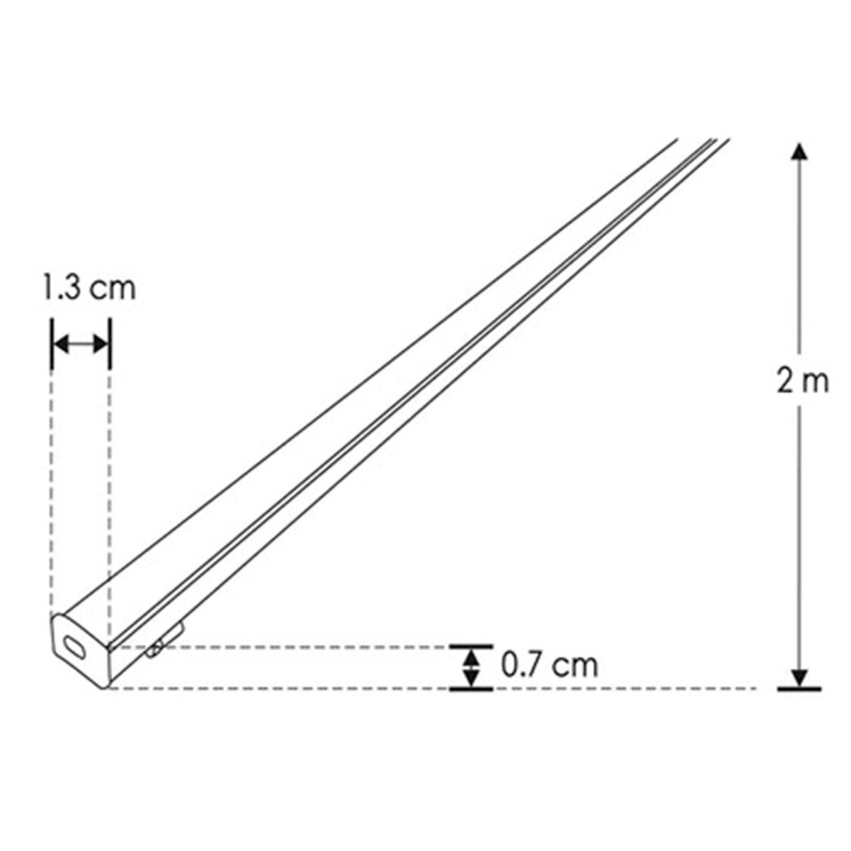 KIT PERFIL P/TIRA EXTRAPLANA LED S/CEJA (PERFIL RECT ALUM 2M + MICA DIFUSA 2M + 2 TAPAS LAT + 2 GRAPAS DE SOB IP20) ILUMILEDS