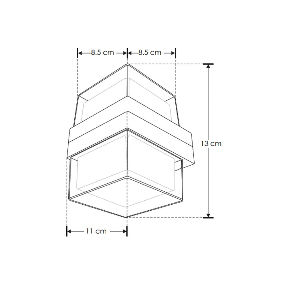 LUMINARIO PARED LED BLANCO CALIDO 10W CUBO SALIDA LUZ INDIRECTA SUPERIOR E INFERIOR NEGRO 100-240VCA IP54SIN