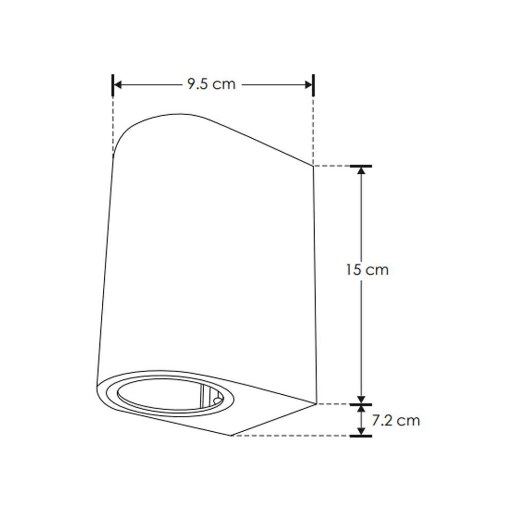LUMINARIO P/2 GU10 20W MAX CILINDRICO NEGRO S/LAMPARA 100-240VCA IP54