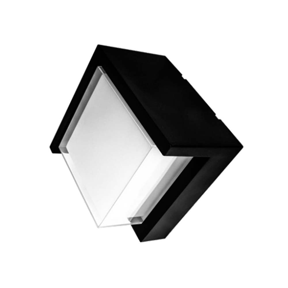 LUMINARIO PARED LED BLANCO CALIDO 7W CUBO SALIDA LUZ DIRECTA FRONTAL SOBREPONER NEGRO 100-240VCA IP54