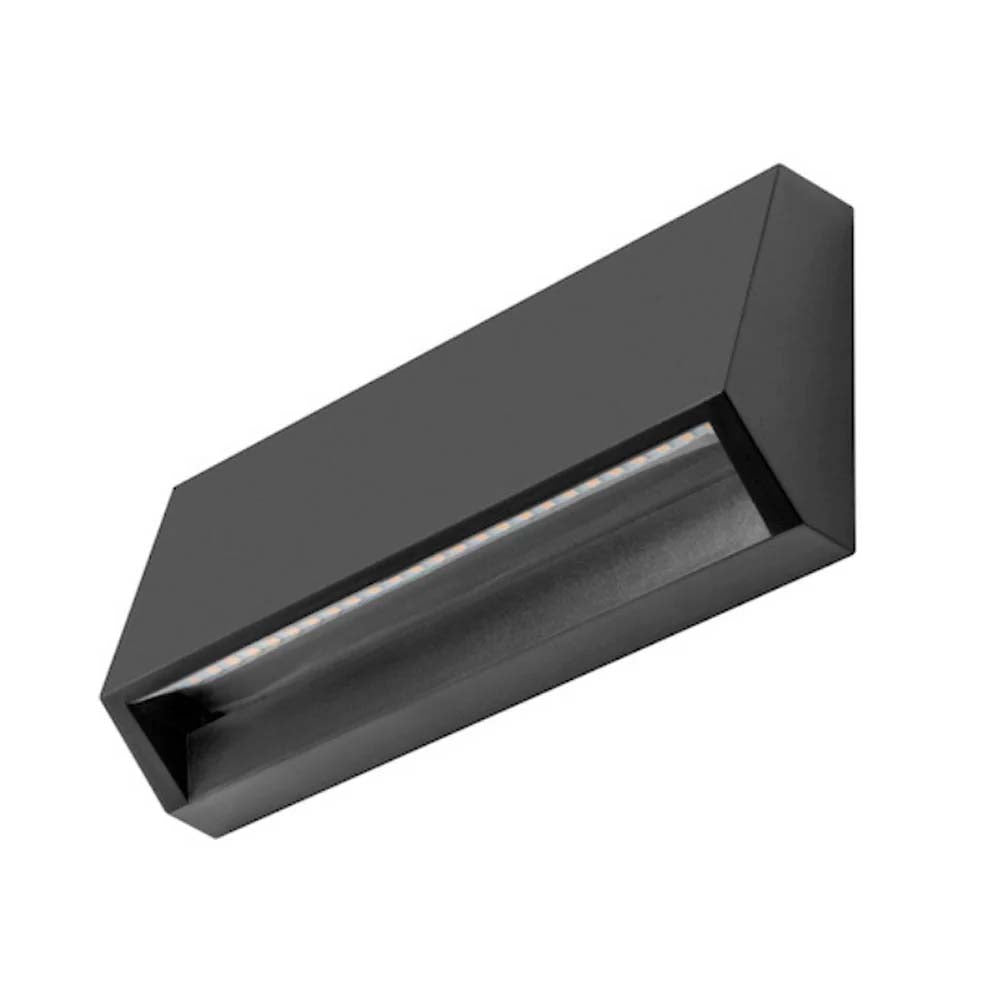 LUMINARIO DE PARED DE LED BLANCO CALIDO 1.5W OPTICA 120G RECTANGULAR DE SOBREPONER POLICARBONATO ACABADO NEGRO 100-240 V CA IP65