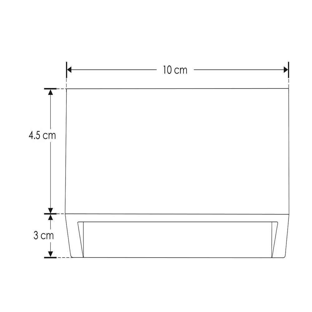 LUMINARIO DE PARED DE LED BLANCO CALIDO 1.5W OPTICA 120G RECTANGULAR DE SOBREPONER POLICARBONATO ACABADO NEGRO 100-240 V CA IP65