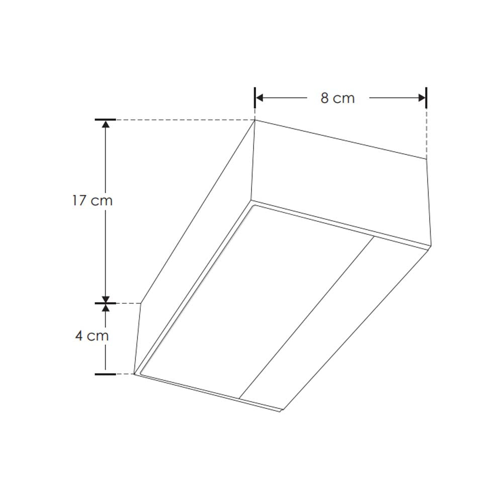 LUMINARIO DE PARED DE LED BLANCO CALIDO 9W OPTICA 120G DOS SALIDAS DE LUZ RECTANGULAR DE SOBREPONER POLICARBONATO ACABADO NEGRO 100-240 V CA IP65