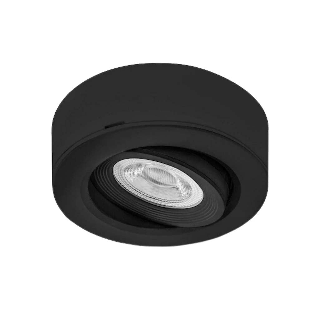 LUMINARIO DE TECHO DE LED BLANCO 6500K 7W OPTICA 38G REDONDO DE SOBREPONER CARCASA DE POLICARBONATO ACABADO NEGRO E INTERIOR ALUMINIO 85 - 265 VCA IP42