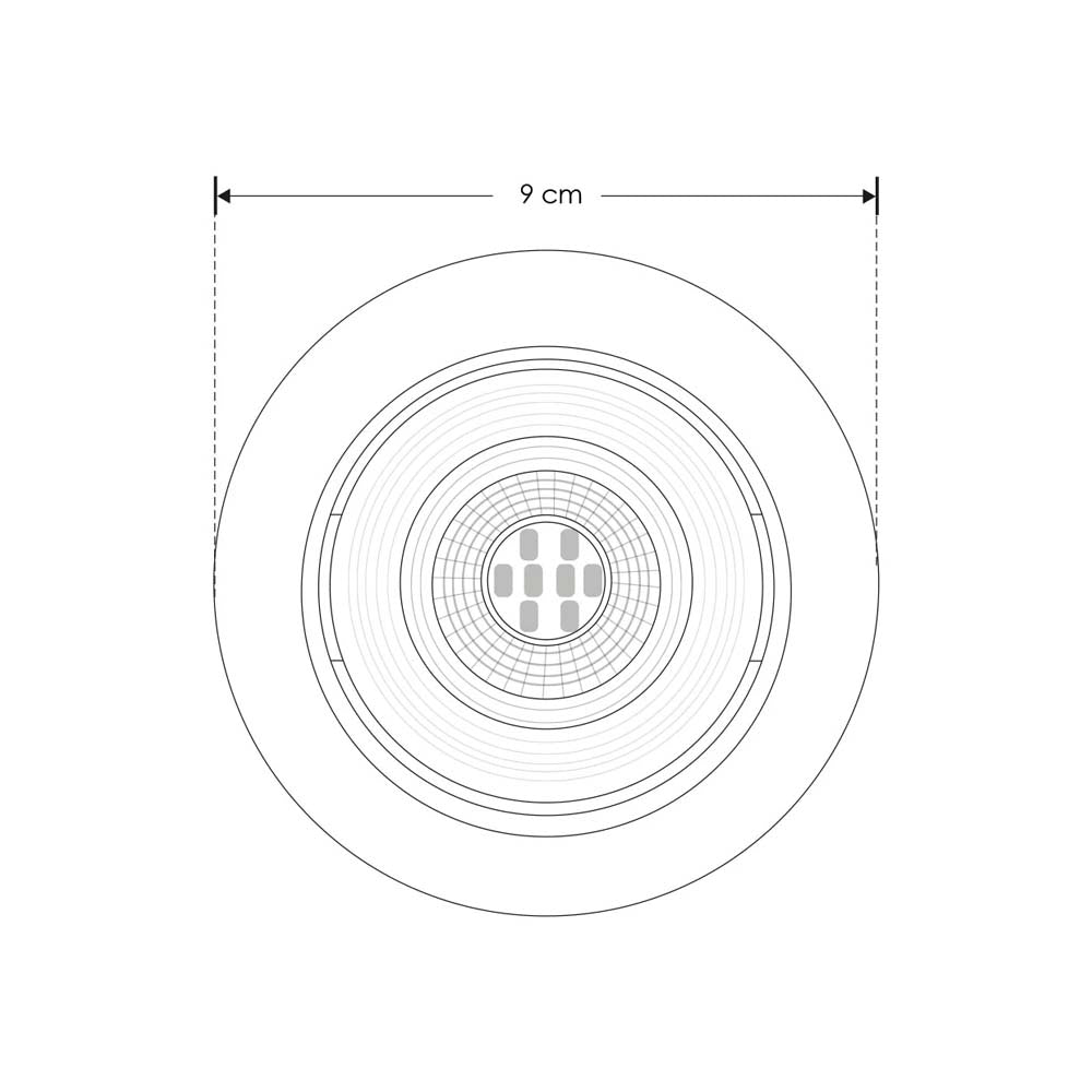 LUMINARIO DE TECHO DE LED BLANCO 6500K 7W OPTICA 38G REDONDO DE SOBREPONER CARCASA DE POLICARBONATO ACABADO NEGRO E INTERIOR ALUMINIO 85 - 265 VCA IP42